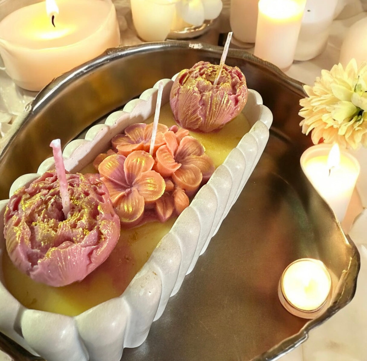 Baby peaches 3 eco soy candles, French Vanilla, oval