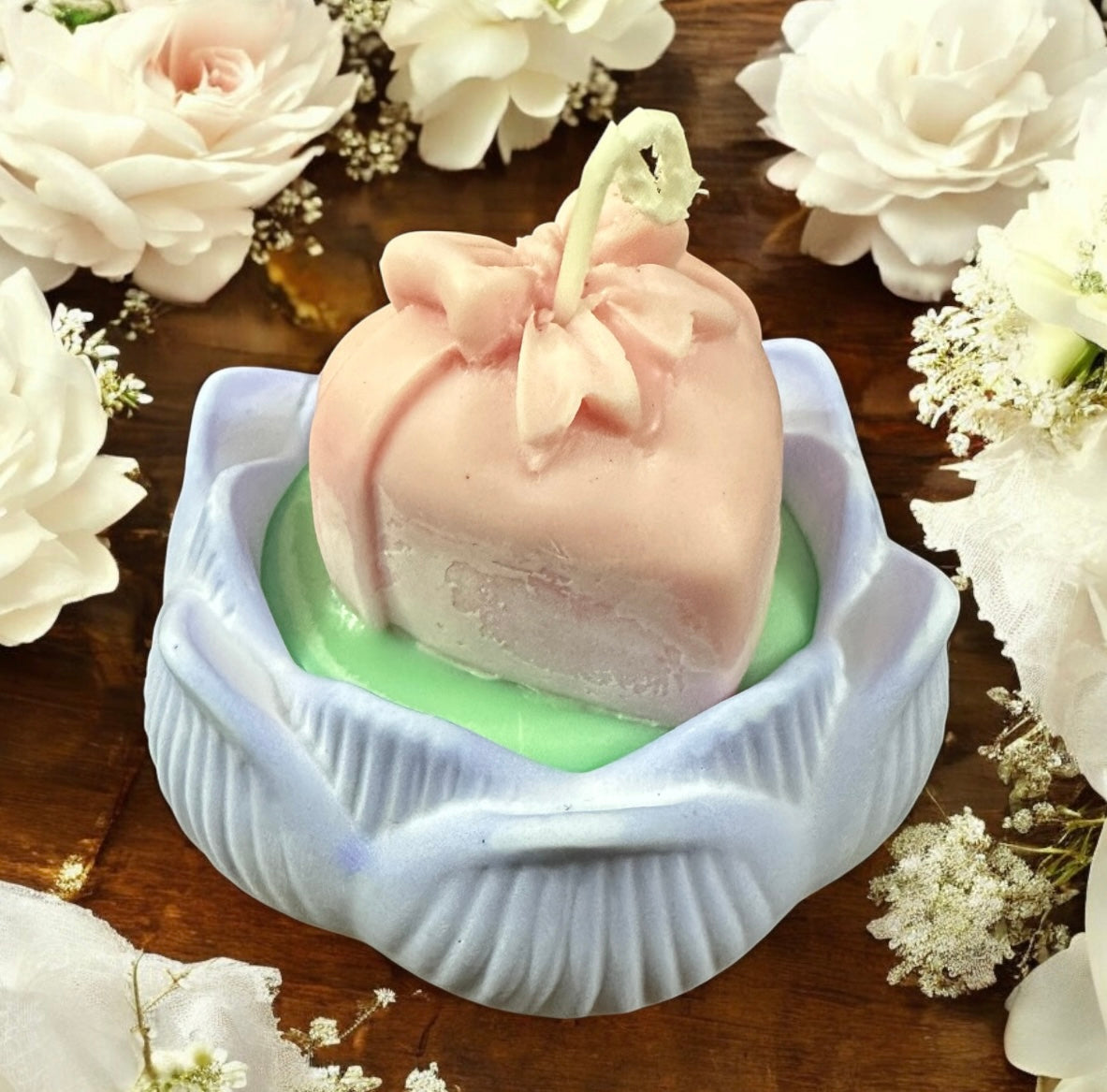 Handmade Baby blue Lotus Treasure Holder with Egyptian Cotton fragrance