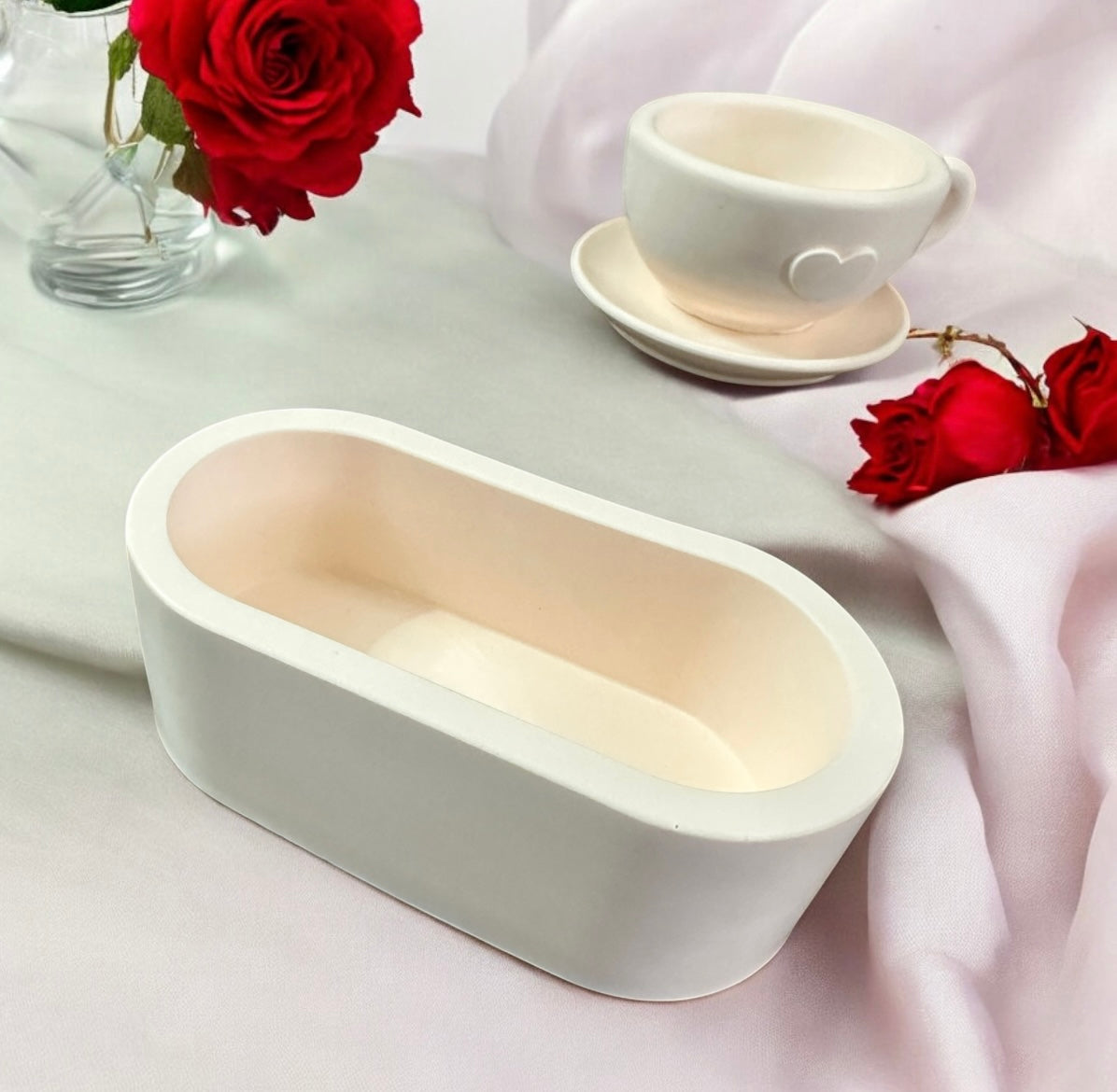 Handmade Baby Peach Gypsum Jewelry & Candle Holder