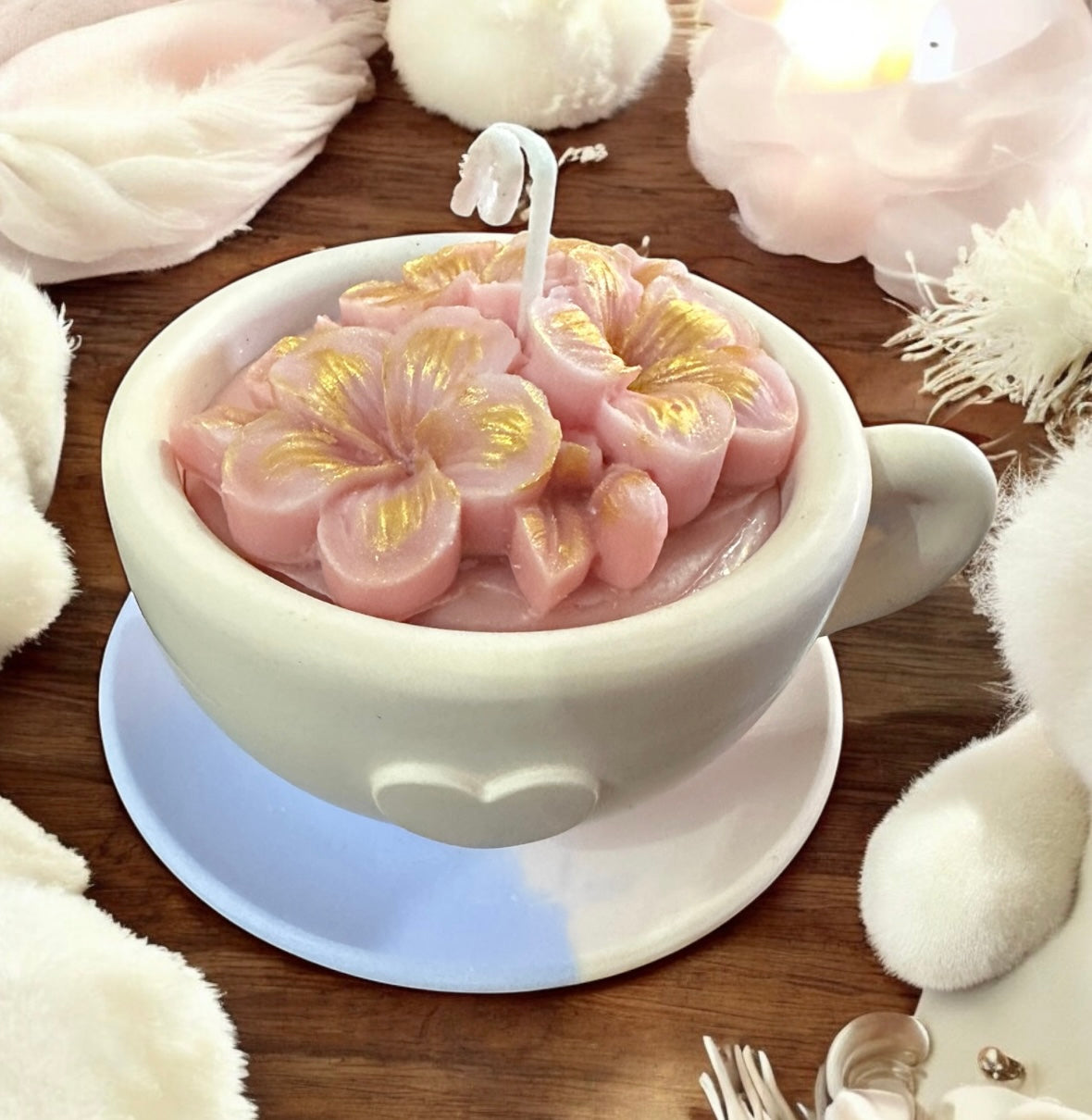 Heart mug with French Vanilla Eco Soy Candle