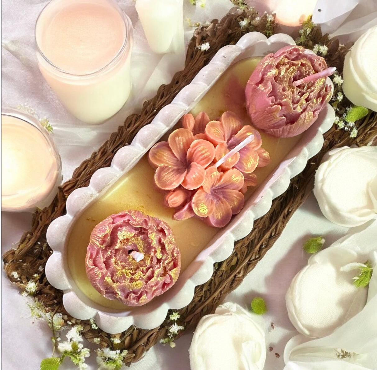 Baby peaches 3 eco soy candles, French Vanilla, oval