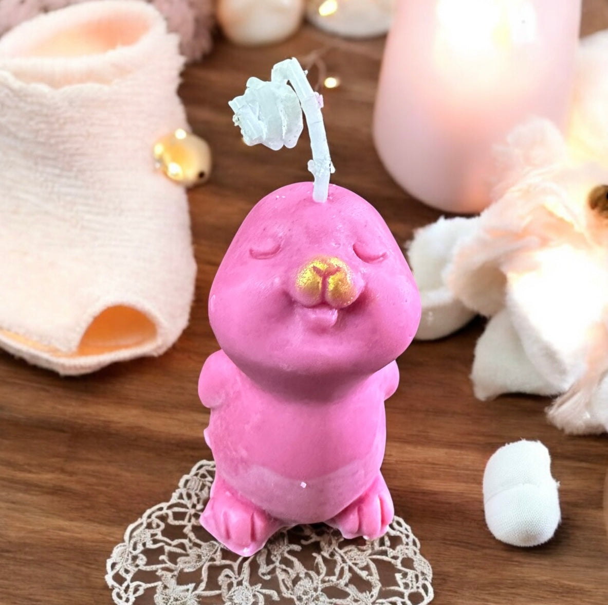 Eco soy wax candle with French Vanilla essence cute Bunny