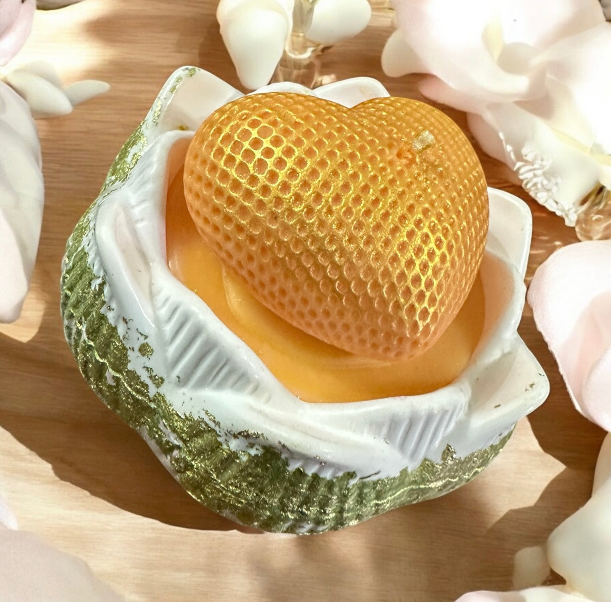 Orange/gold Heart French Vanilla Eco Soy Candle