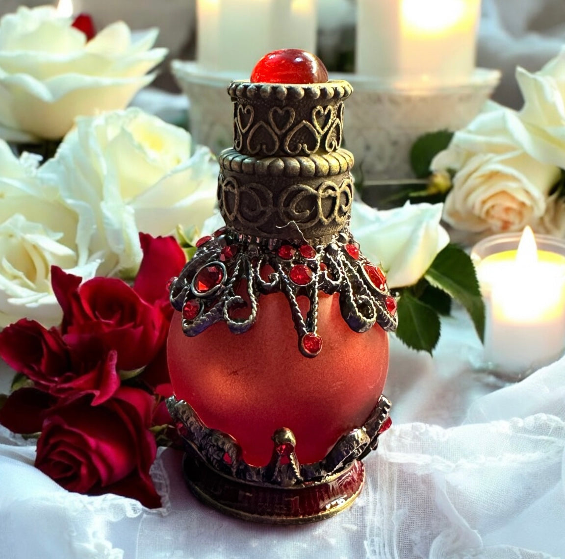 Red Glass Essential oil bottle