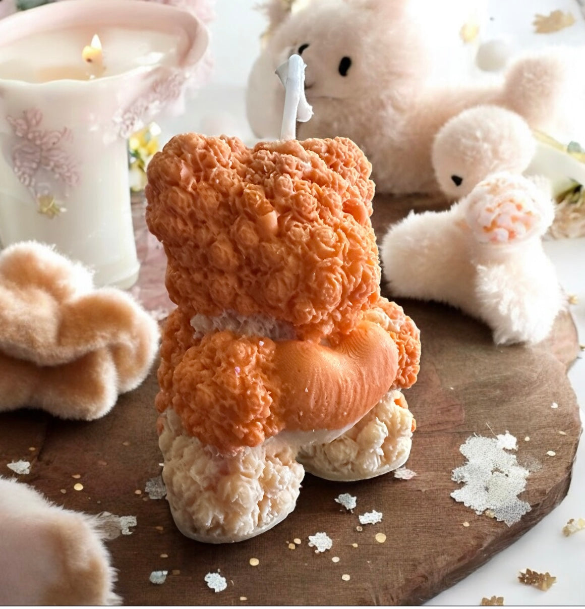Eco soy wax candle with French Vanilla essence Teddy bear