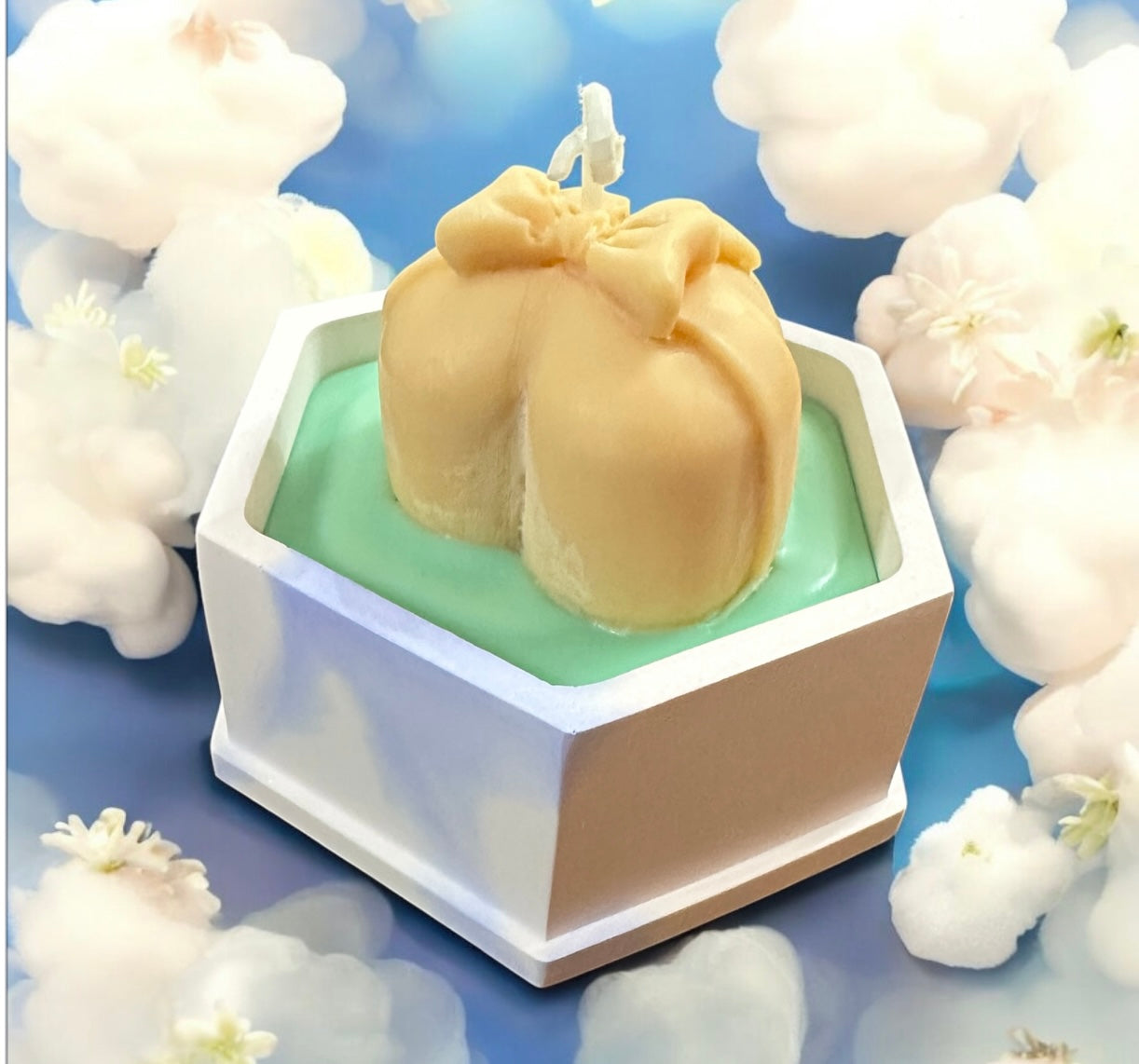 Handmade Baby blue Treasure Holder with Egyptian Cotton fragrance candle