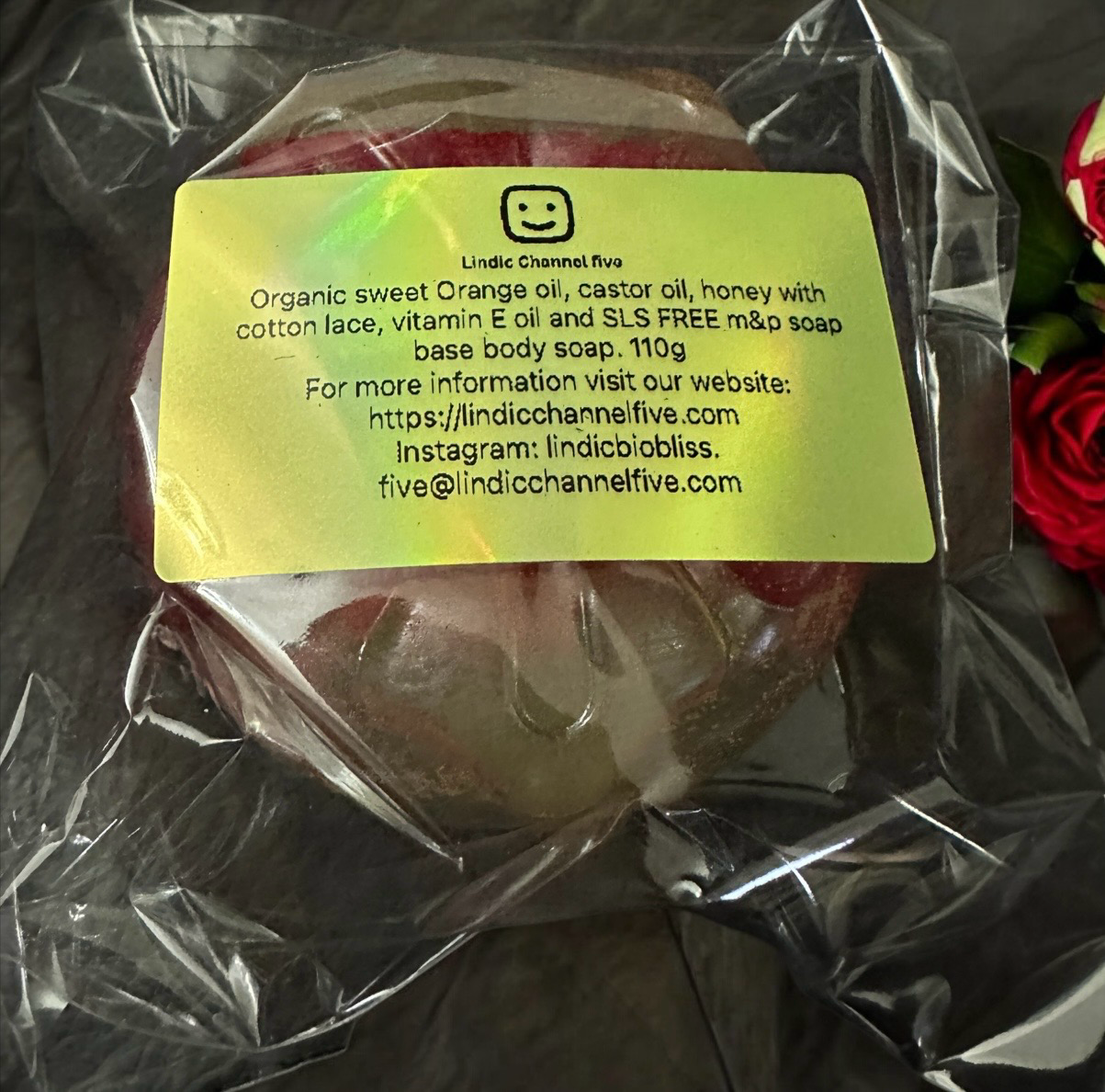 Organic Sweet Orange Oil Body Soap Red Lace 110 g