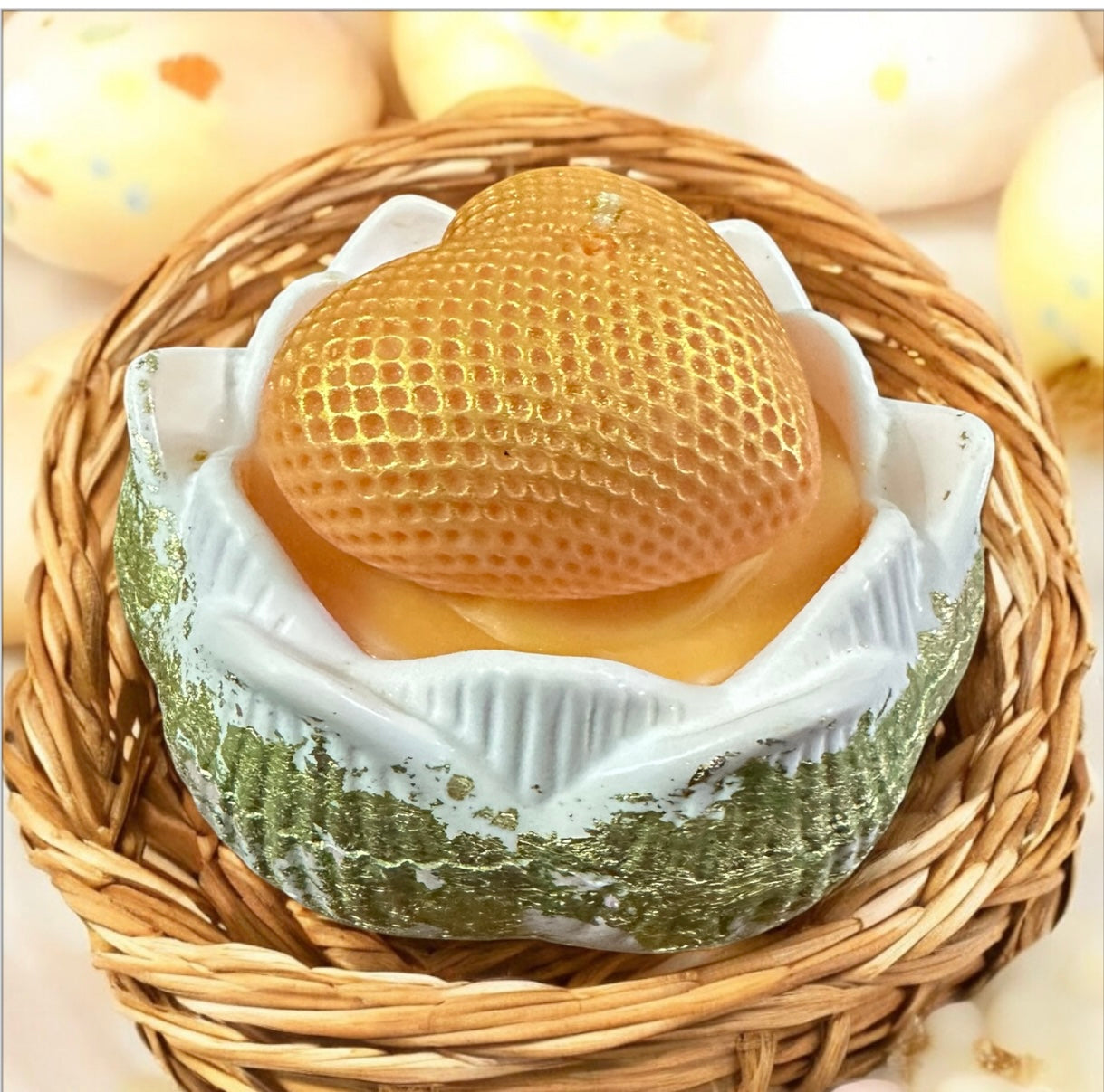 Orange/gold Heart French Vanilla Eco Soy Candle