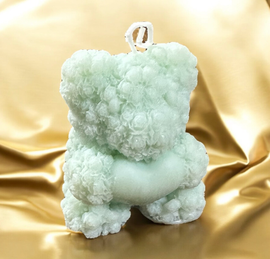 Baby blue Teddy bear Heart Soy Candle French vanilla essence