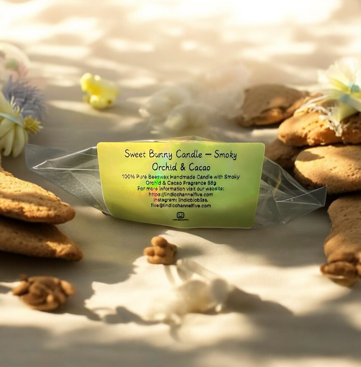 100% Beeswax Sweet Bunny Smoky Orchid & Cacao Candle