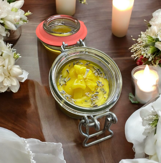 Beeswax Lavender Dreams Candle in a Reusable Glass Jar