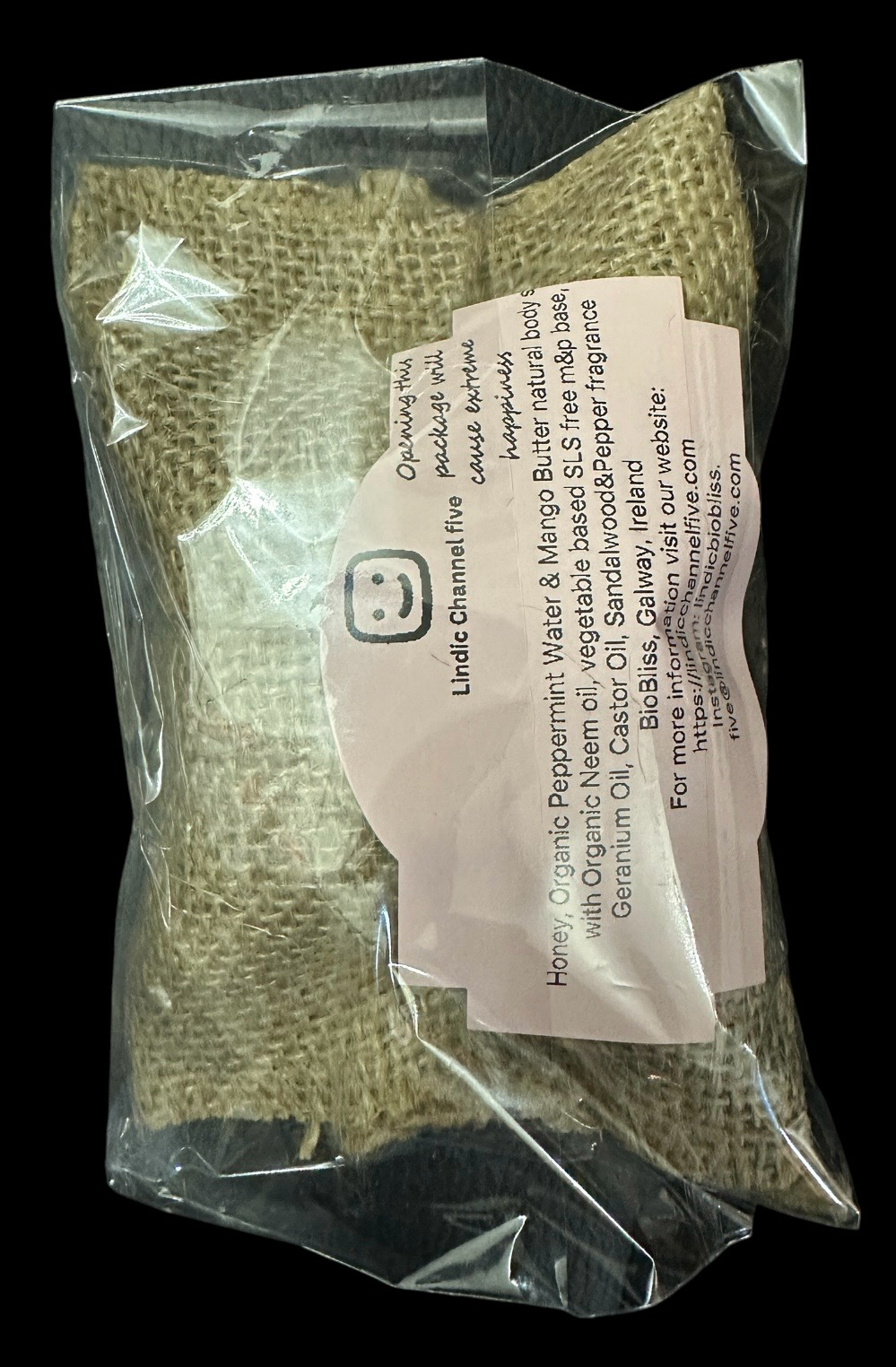 Honey, Organic Peppermint Water & Mango Butter Natural Body Soap In Natural Jute