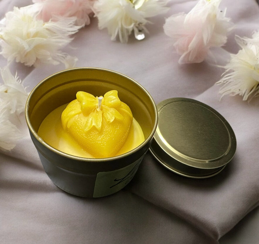 Natural Beeswax Soft Touch Candle Bow Heart